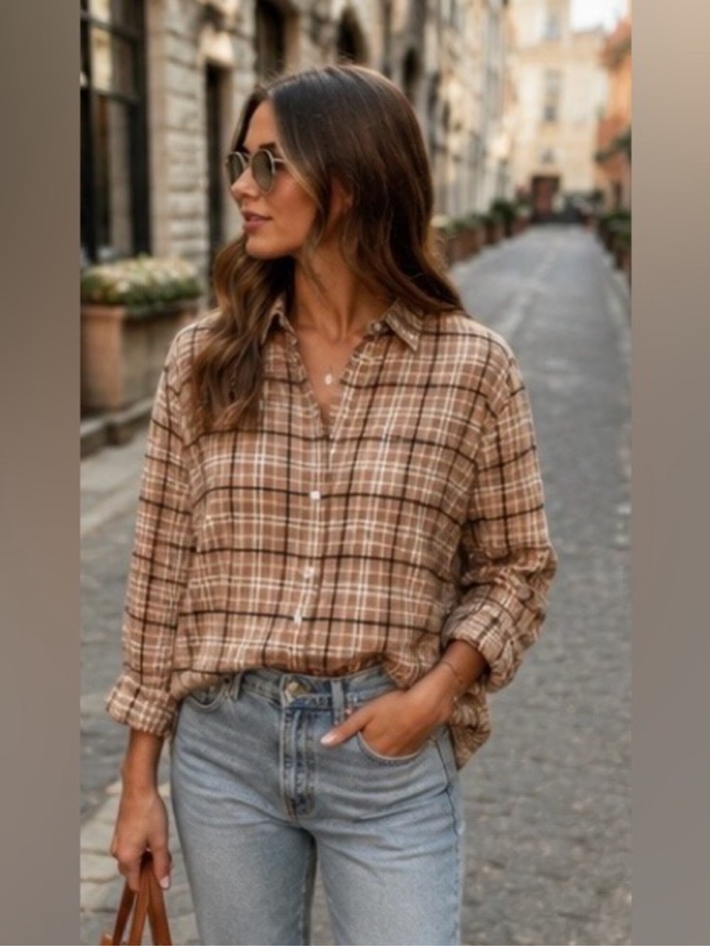 J. Crew Tan Plaid Cotton Button-Down Shirt - Picture 2 of 10